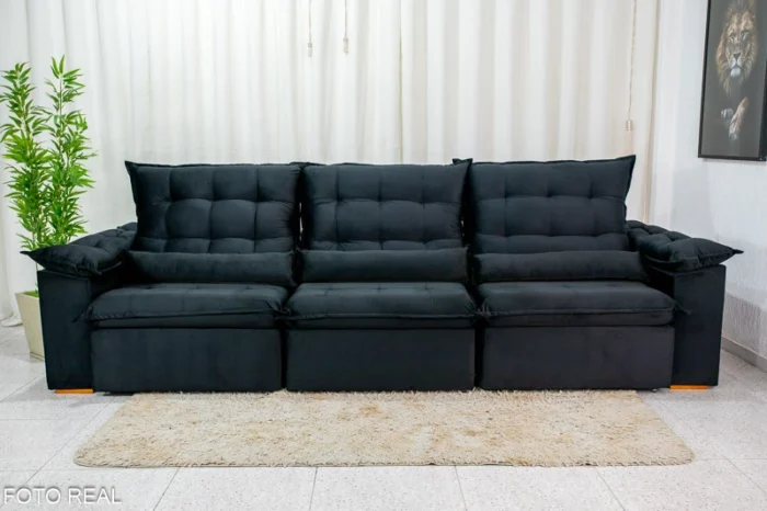 Sofá Retrátil Reclinável Emanuelly 3.20m Veludo marrom 03 - D28 Soft -rufer - Imagem 23