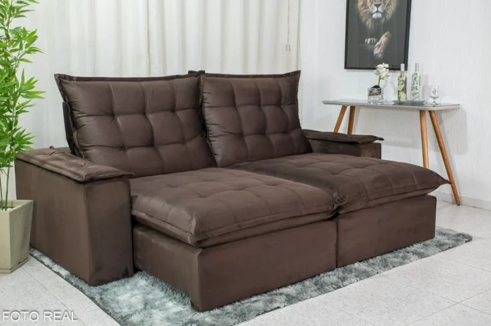 Sofá Retrátil Reclinável Atenas 2.10m Veludo D33 e Molas Ensacadas (ruffer) - Imagem 9