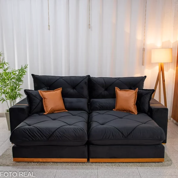 Sofá Retrátil Reclinável Gran Bello 2.00m Veludo - D33 e Molas Ensacadas (R-L)