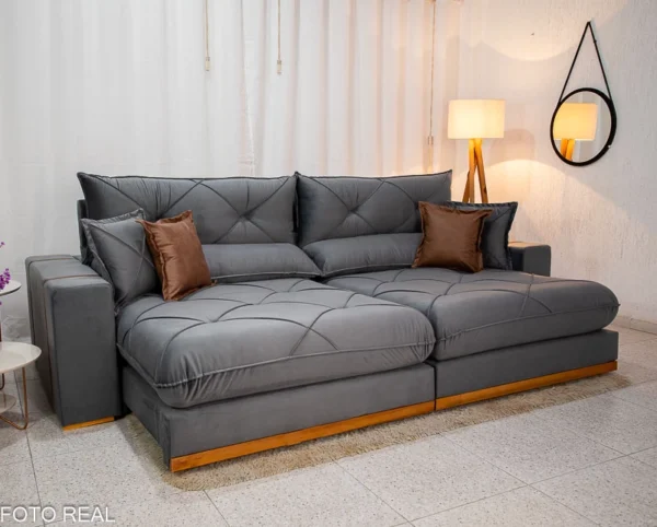 Sofá Retrátil Reclinável Gran Bello 2.90m  - D33 e Molas Ensacadas(rf)