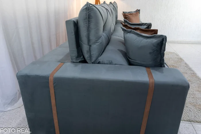 Sofá Retrátil Reclinável Gran Bello 3.20m Veludo cinza- D33 e Molas Ensacadas-rufer - Imagem 27