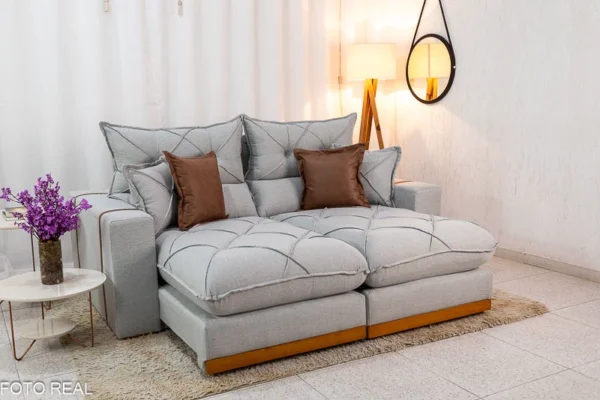 Sofá Retrátil e Reclinável Gran Bello 2.50m – Cinza Linho