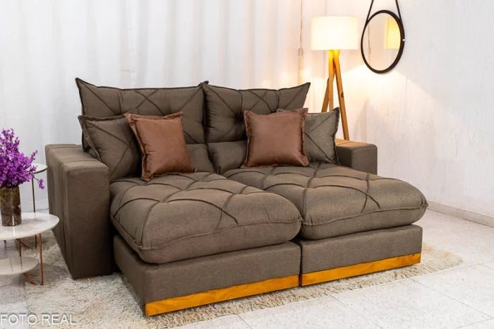 Sofá Retrátil Reclinável Gran Bello 2.50m Veludo Capuccino - D33 e Molas Ensacadas Pocket - Imagem 11