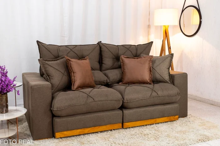 Sofá Retrátil Reclinável Gran Bello 2.50m Veludo Capuccino - D33 e Molas Ensacadas Pocket - Imagem 7