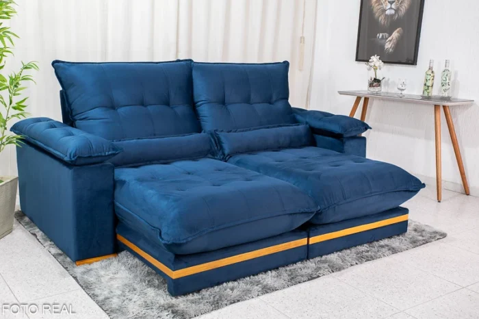 Sofá Retrátil Reclinável Ibis 2.30m Veludo 820 - D33 e Molas Ensacadas(rufer) - Imagem 7