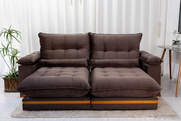 Sofá Retrátil Reclinável Ibis 2.30m Veludo 820 - D33 e Molas Ensacadas(rufer) - Imagem 10