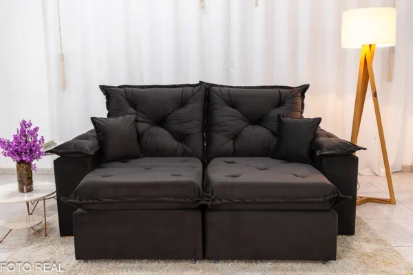 Sofá Porto Madero 3 Lugares Retrátil e Reclinável 200cm Tecido Veludo Imperial Decor (premier)