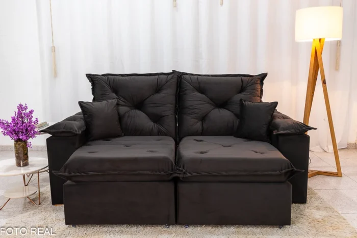 Sofá Porto Madero 3 Lugares Retrátil e Reclinável 200cm Tecido Veludo Imperial Decor (premier)