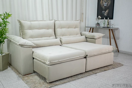 Sofá Retrátil Reclinável Emanuelly 2.00m Veludo  24 - D28 Soft e Molas bonnel (ruffer)
