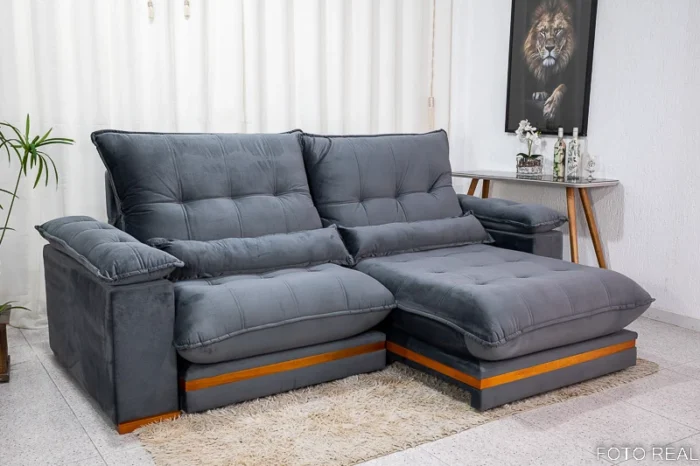 Sofá Retrátil Reclinável Ibis 2.30m Veludo 820 - D33 e Molas Ensacadas(rufer) - Imagem 4