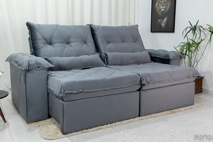 Sofá Retrátil Reclinável Califórnia 2.50m Veludo - D28 Hiper soft (rf-alp) - Imagem 2