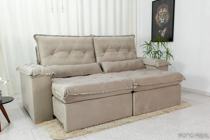 Sofá Retrátil Reclinável Califórnia 2.50m Veludo - D28 Hiper soft (rf-alp) - Imagem 3