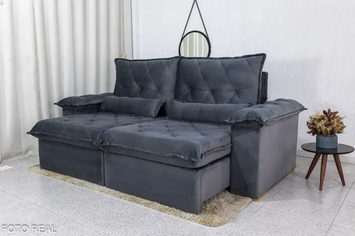 Sofá Retrátil Reclinável Califórnia 2.50m Veludo - D28 Hiper soft (rf-alp) - Imagem 4