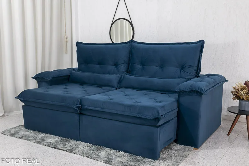 Sofá Retrátil Reclinável Califórnia 2.50m Veludo - D28 Hiper soft (rf-alp) - Imagem 5