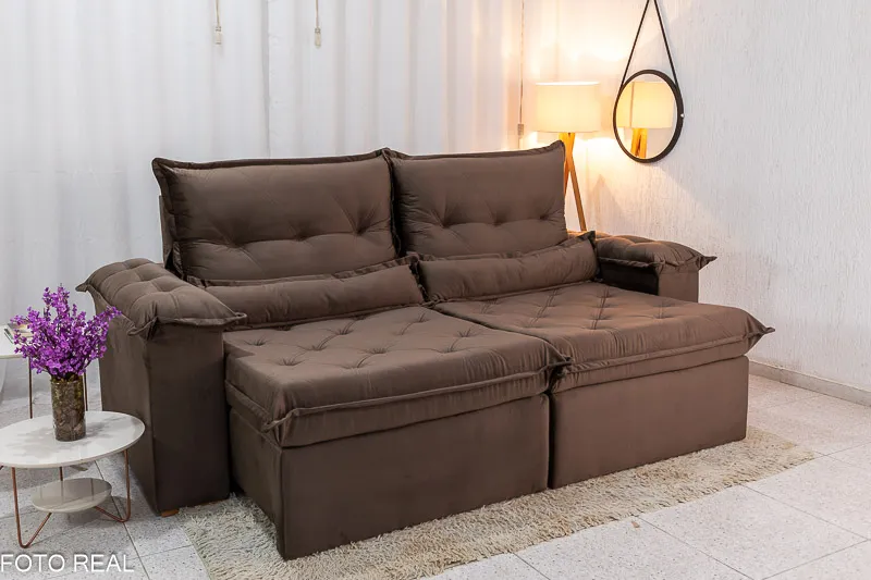 Sofá Retrátil Reclinável Califórnia 2.50m Veludo - D28 Hiper soft (rf-alp)