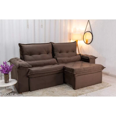 Sofá Retrátil Reclinável Califórnia 2.50m Veludo 529 - D28 Hiper soft(rufer)
