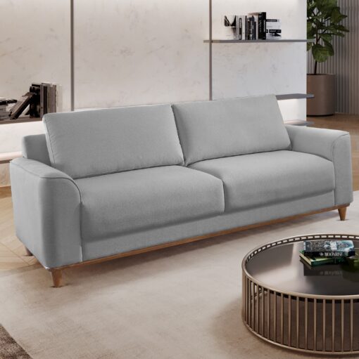 Sofá Living Ref.022 2,20 m Chenile Linho Cinza Firenze – RONDOMÓVEIS (tt)