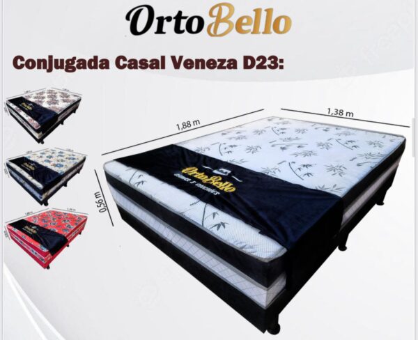 .Cama Box casal Veneza d23 (Preta)- Ortobello (premier).