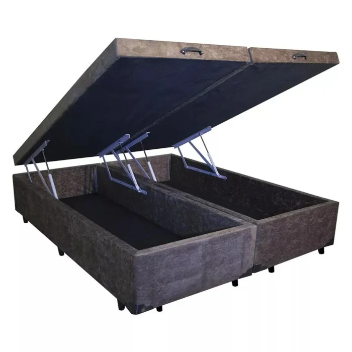 .Base Box Bipartida Baú Queen em Suede Universal 41x198x158 (pr). - Imagem 2