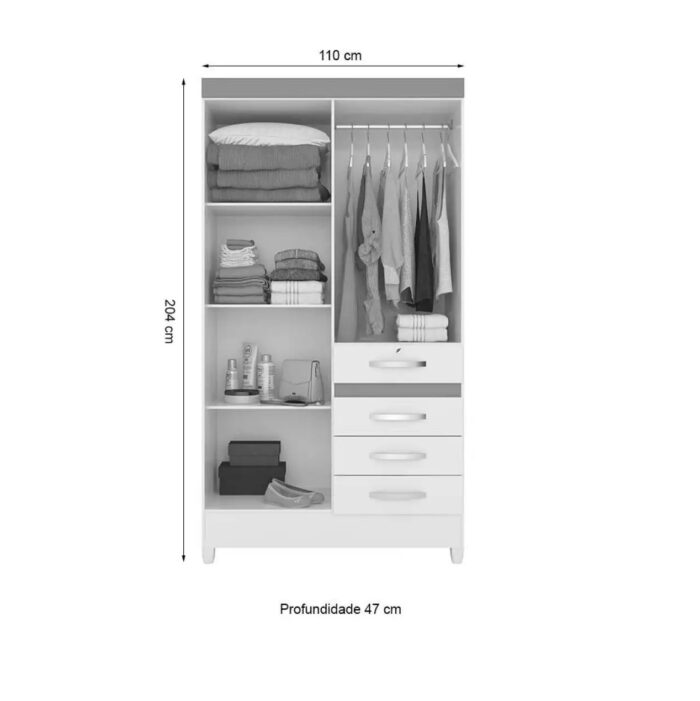 Guarda Roupa Moval Sobral Cores Flex 4 Portas 4 Gavetas (rn) - Imagem 5