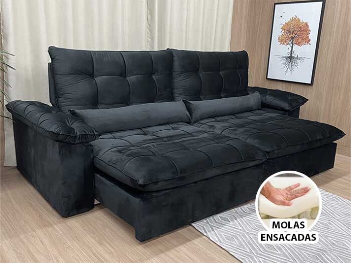 Sofá Retrátil Reclinável 2,00m Marrom  Aurora (alp) - Imagem 3