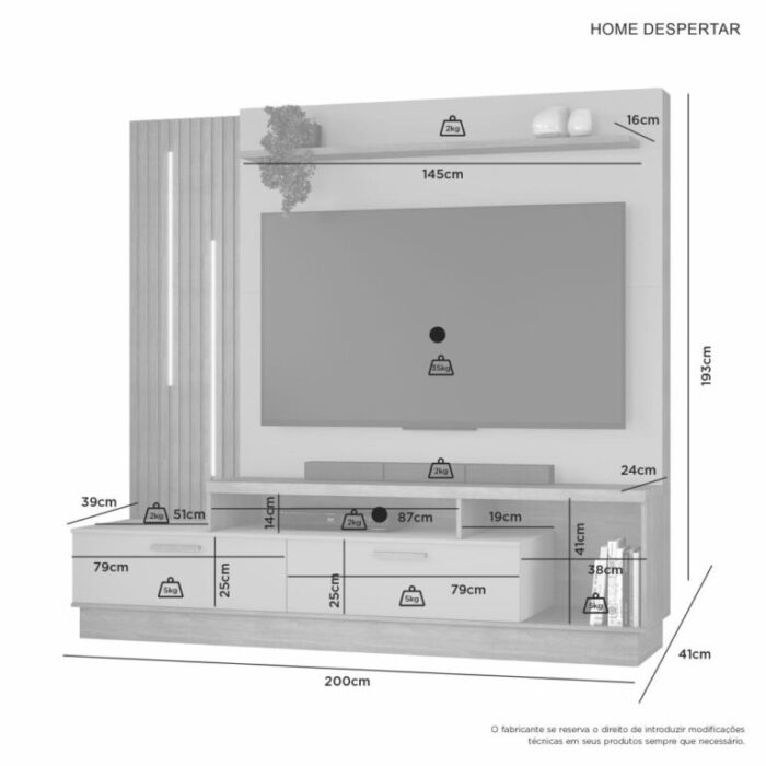 Home até 65″ Despertar Cinamono/Off White – JCM MOVELARIA (tt) - Imagem 2