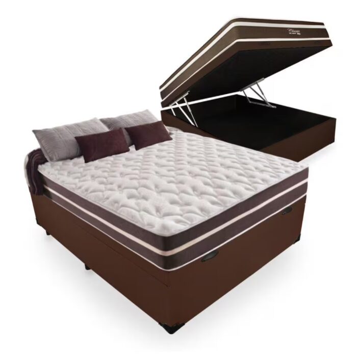 Cama Box Baú + Colchão Anjos Classic Superlastic Casal 138x188 - Imagem 2