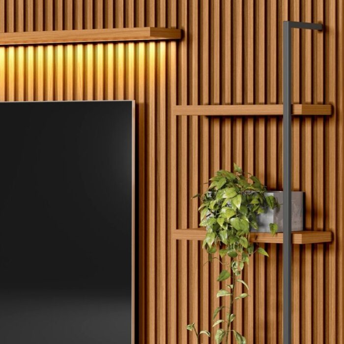 Painel + Rack + Dois Módulos Laterais Ouro Preto Nature/Off White – LINEA BRASIL Altura: 198 cm Largura: 268 cm Profundidade: 41 cm (tt) - Imagem 6