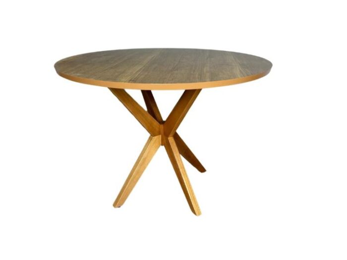 .Mesa de Jantar Simpatia 1.08×1.08 Circular Com 4 cadeiras Jasmim – Cinamomo/Bege(lord). - Imagem 3