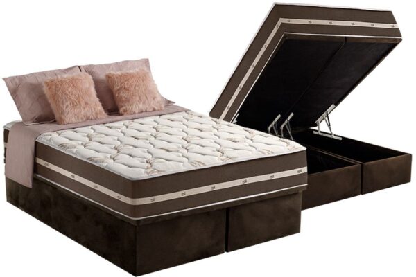 Cama Box + Colchão Queen Classic Molas Ensacadas Anjos158x198  (prem).