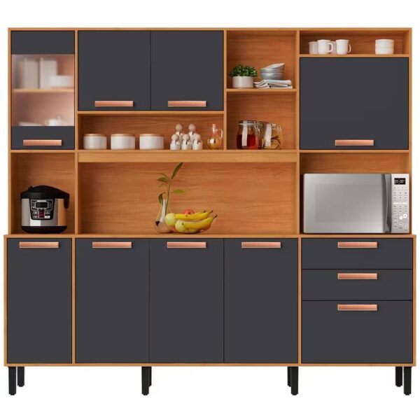 Kit Cozinha Compacta Napoles c/ 8 Portas 3 Gavetas 9 Prateleiras- (rn)