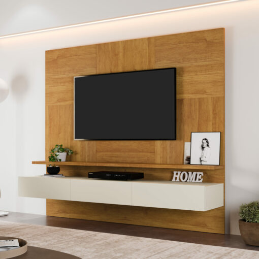 Painel até 75″ Nápoles Naturale/Off White – MAVAULAR (tt)