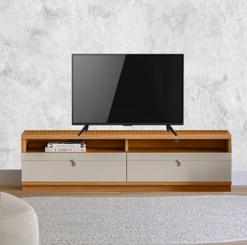 Rack até 70″ Ouro Preto Nature/Off White – LINEA BRASIL (tt)