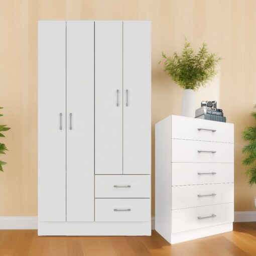 Guarda-Roupa 4 Portas Panamá 4002 + Cômoda 5 Gavetas Aruba  – FELLICCI (tt).