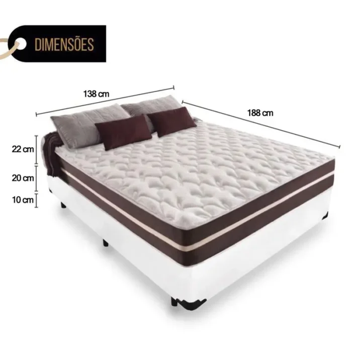 .Colchão + Base Casal Classic Superlastic 138 x 188 x 58 (L x C x A) (prem). - Imagem 2
