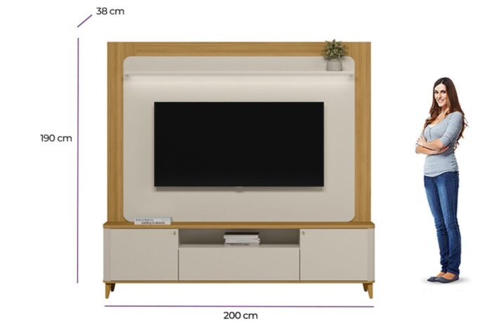 Home p/ TV até 70 Pol Munique c/ 3 Portas 2 Prateleiras e LED 190x200cm - Linea Brasil (rn) - Imagem 7