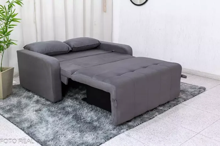 Sofá Cama Amora New Larg. 1.37m Veludinho Cinza 250 (rn) - Imagem 2