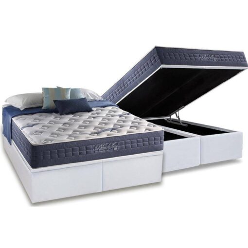Colchão Queen Blue Sea D28 + Base Box Baú 158x198 – ANJOS COLCHÕES + BIOSTAR (tt).