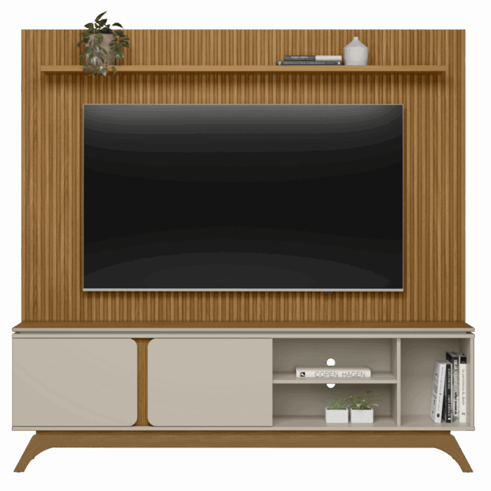 Painel até 75″ Gênova 2.0 Nature + Rack Istambul Nature/Off White – LINEA BRASIL (tt) - Imagem 3