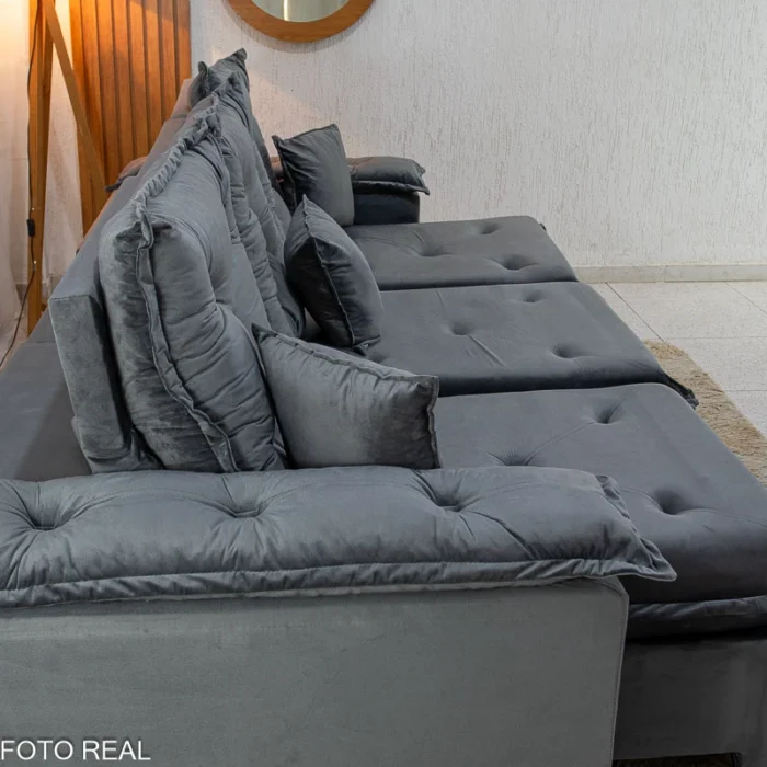 Sofá Retrátil Reclinável Porto Madri 2.70m Veludo Marrom Café - D28 Pró Aditivada-rufer - Imagem 17