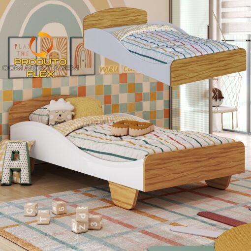 Cama Solteiro Sol Branco Brilho – PEROBA MÓVEIS  (tt)