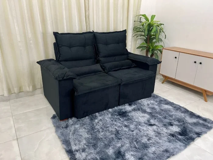 Sofá Pequim 2 Lugares Retrátil e Reclinável 180cm Tecido Veludo União (pr) - Imagem 3