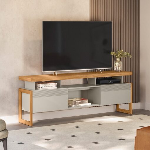 Rack até 70″ Esmeralda Nature/Off White – LINEA BRASIL (tt)