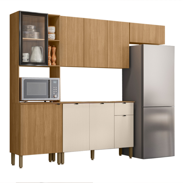 Cozinha Compacta 2,507 m Vert Plus Freijó/Freijó/Soft – KITS PARANÁ (tt) - Imagem 2