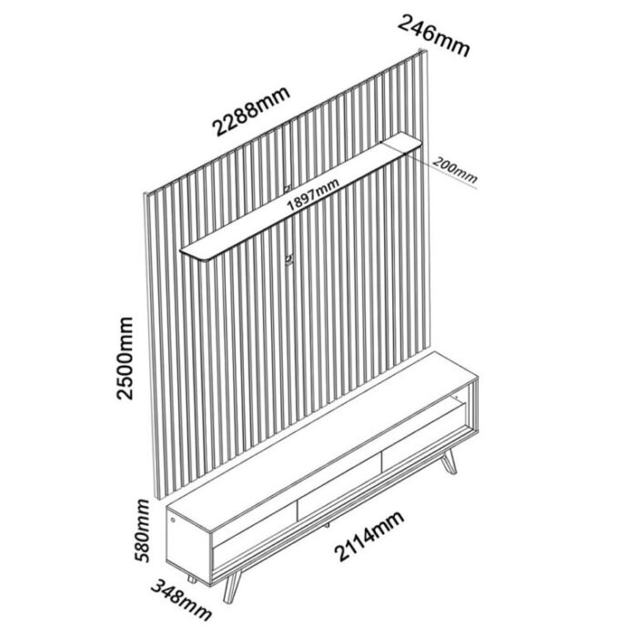 Painel até 85″ Nobre 230 Cinza + Rack Requinte 212 Cinza/Off White – GELIUS (tt) - Imagem 3