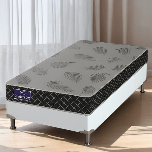 Colchão Solteiro Quality D20 12 cm 0,88 m + Base Box Simples Corino  – ORTHOPRIME + BIOSTAR (tt)