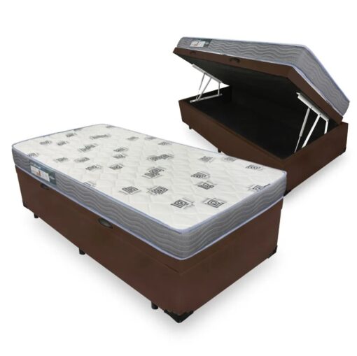 Colchão Solteiro Light D33 + Base Box Baú – ORTOBOM + BIOSTAR (tt)