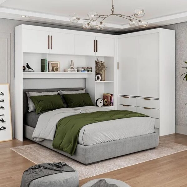 Modulado 4 Portas + Guarda-Roupa 2 Portas Sevilha(Sem espelho) Branco – CARIOCA MÓVEIS (tt)