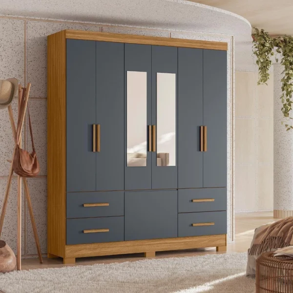 Guarda Roupa Casal 7 Portas 4 Gavetas com Espelho Londres - Moval (rn)