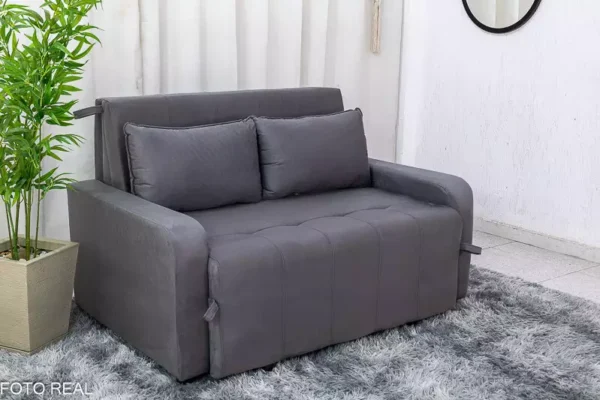 Sofá Cama Amora New Larg. 1.37m Veludinho Cinza 250 (rn)